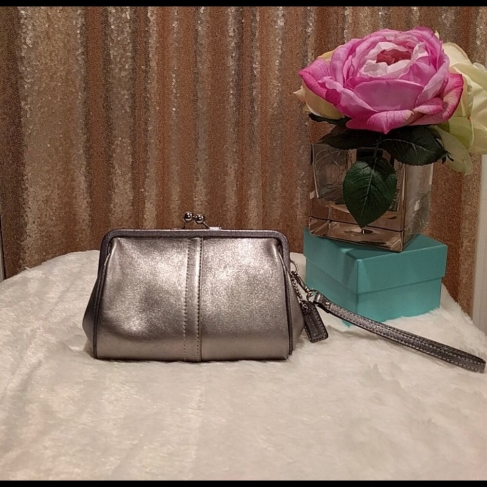 Coach Silver Clutch Wristlet